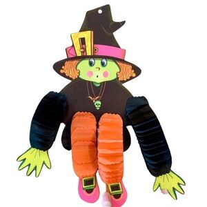 Vintage Beistle Die Cut Honeycomb Tissue Paper Witch Halloween Decor